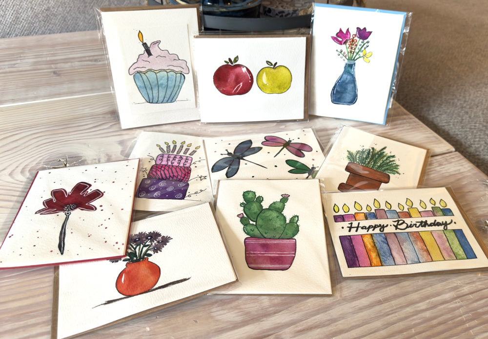 Blank Watercolor Note Cards - Celebration
