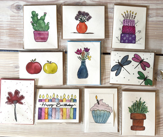 Blank Watercolor Note Cards - Celebration